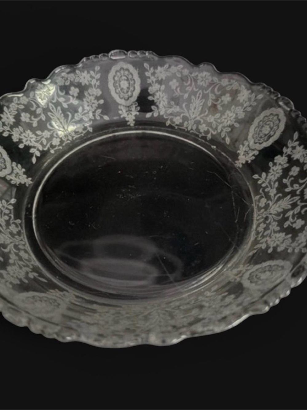 Vintage Tiffin June Nights Etched Glass Decorative Bowl